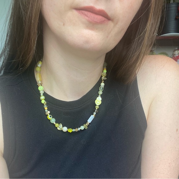 Daydream Yellow & Gold Tone Necklace Evil Eye Star Flowers Stone Crystal Neon - Picture 5 of 10